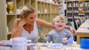Billie enjoys a moment with her two-year-old Arthur on ITV's The Mummy Diaries (Credit: ITV)