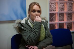 FROM ITV Strictly Embargoed until: 19.30pm on Monday 17th February 2020 DEVASTATING DIAGNOSIS In tonightÕs (17/2/20) Emmerdale, veterinarian Vanessa Woodfield played by actress Michelle Hardwick was revealed to have bowel cancer. Her worrying news was revealed to the viewers by Pierce Harris (Jonathan Wrather) who is currently holding her hostage. Sadly for Vanessa due to her current situation she is unable to share her devastating news with loved ones and at this time, hostage taker Pierce is the only other character aware of her diagnosis. This important storyline will play out on Emmerdale over the coming months as Vanessa comes to terms with her diagnosis, shares her symptoms, concerns and undergoes extensive treatment. The Emmerdale team have been working with charity Bowel Cancer UK over this storyline. Picture contact - David.crook@itv.com Photographer - Mark Bruce This photograph is (C) ITV Plc and can only be reproduced for editorial purposes directly in connection with the programme or event mentioned above, or ITV plc. Once made available by ITV plc Picture Desk, this photograph can be reproduced once only up until the transmission [TX] date and no reproduction fee will be charged. Any subsequent usage may incur a fee. This photograph must not be manipulated [excluding basic cropping] in a manner which alters the visual appearance of the person photographed deemed detrimental or inappropriate by ITV plc Picture Desk. This photograph must not be syndicated to any other company, publication or website, or permanently archived, without the express written permission of ITV Picture Desk. Full Terms and conditions are available on www.itv.com/presscentre/itvpictures/terms