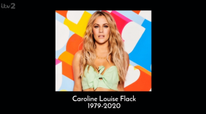 Caroline Flack tribute on Love Island