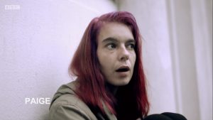 Paige Greenaway was sleeping in a graveyard when viewers first got to know her (Credit: BBC)