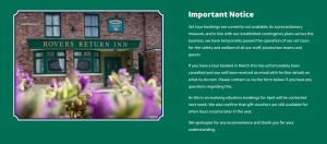 ITV set tours cancelled due to coronavirus