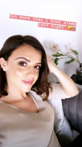 Lucy Meck selfie after giving birth