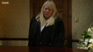 Sharon Mitchell says goodbye to Dennis in EastEnders