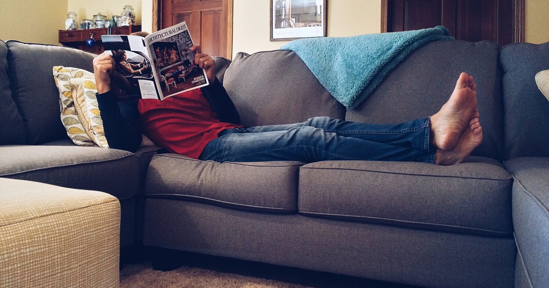 Person self-isolating at home due to coronavirus