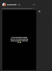 Former EastEnders Hetti Bywater sleep 