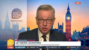 Michael Gove was quizzed over the government's coronavirus advice (Credit: ITV)