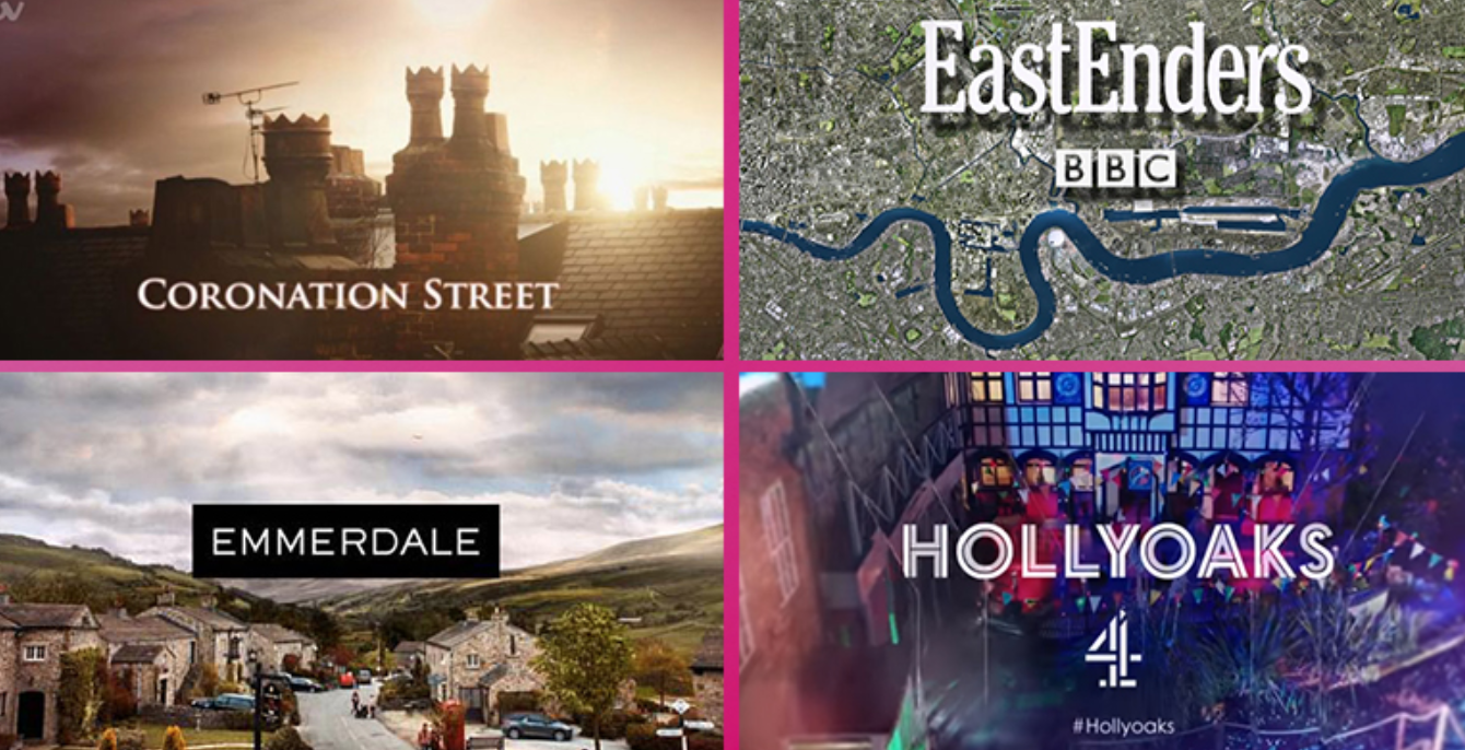 soap deaths - logos of Corrie, Emmerdale, EastEnders and Hollyoaks