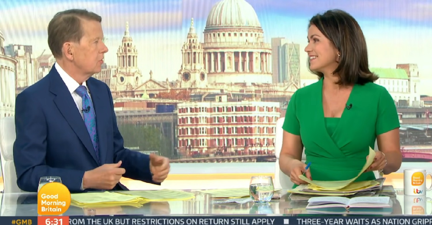 Bill Turnbull and Susanna Reid looking at each other on GMB