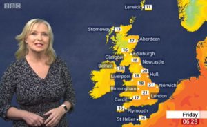 Carol Kirkwood, on BBC Breakfast, was knocked off her bike
