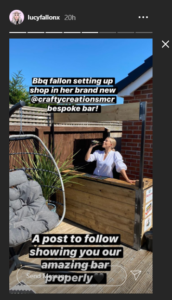 Former Coronation Street star Lucy Fallon sets up her own bar in her back garden