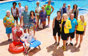 The cast of Benidorm, including Steve Edge who plays Freddie Archer in Death in Paradise
