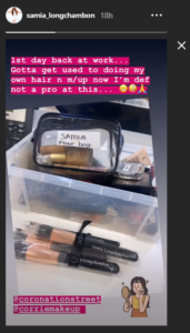 Samia Longchambon posts snap of first day back at Coronation Street as she does her own hair and make-up