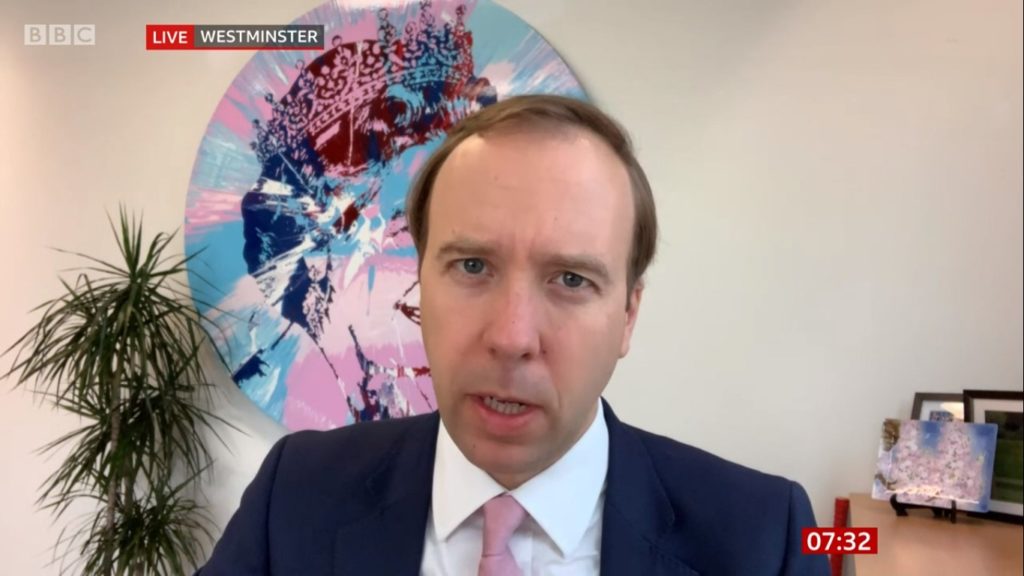 Matt Hancock was on BBC Breakfast today (Credit: BBC)