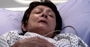 Yasmeen wakes up in hospital (Credit: ITV)