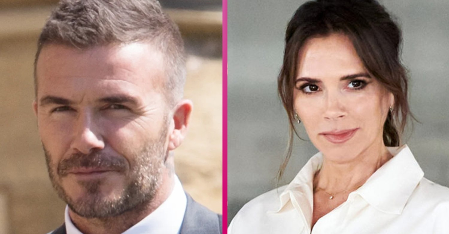 David and Victoria Beckham both looking straight-faced