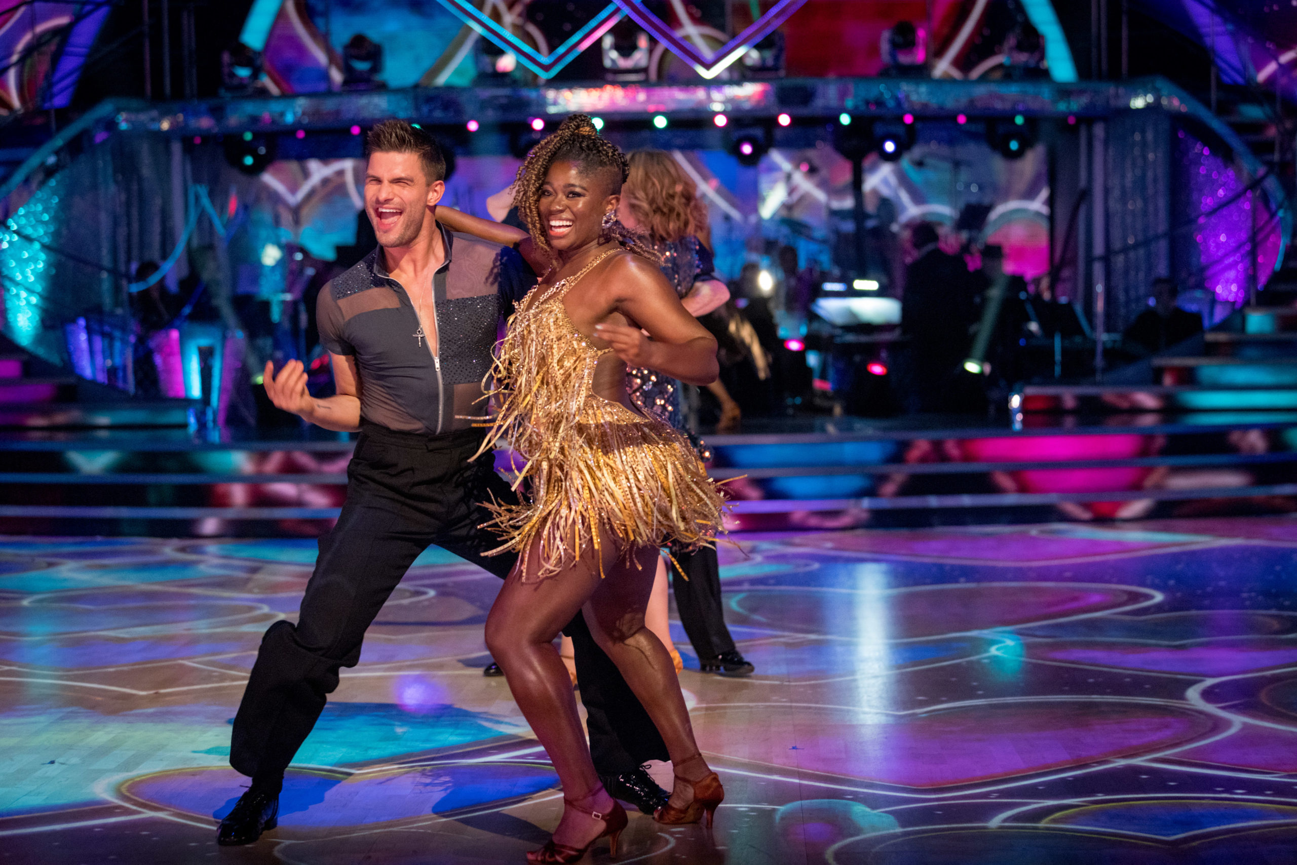 Clara Amfo and Aljaž Skorjanec perform on Strictly