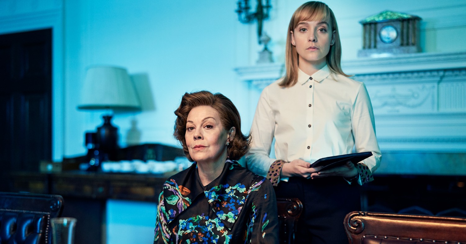 Helen McCrory and Olivia Vinall in character in BBC One drama Roadkill