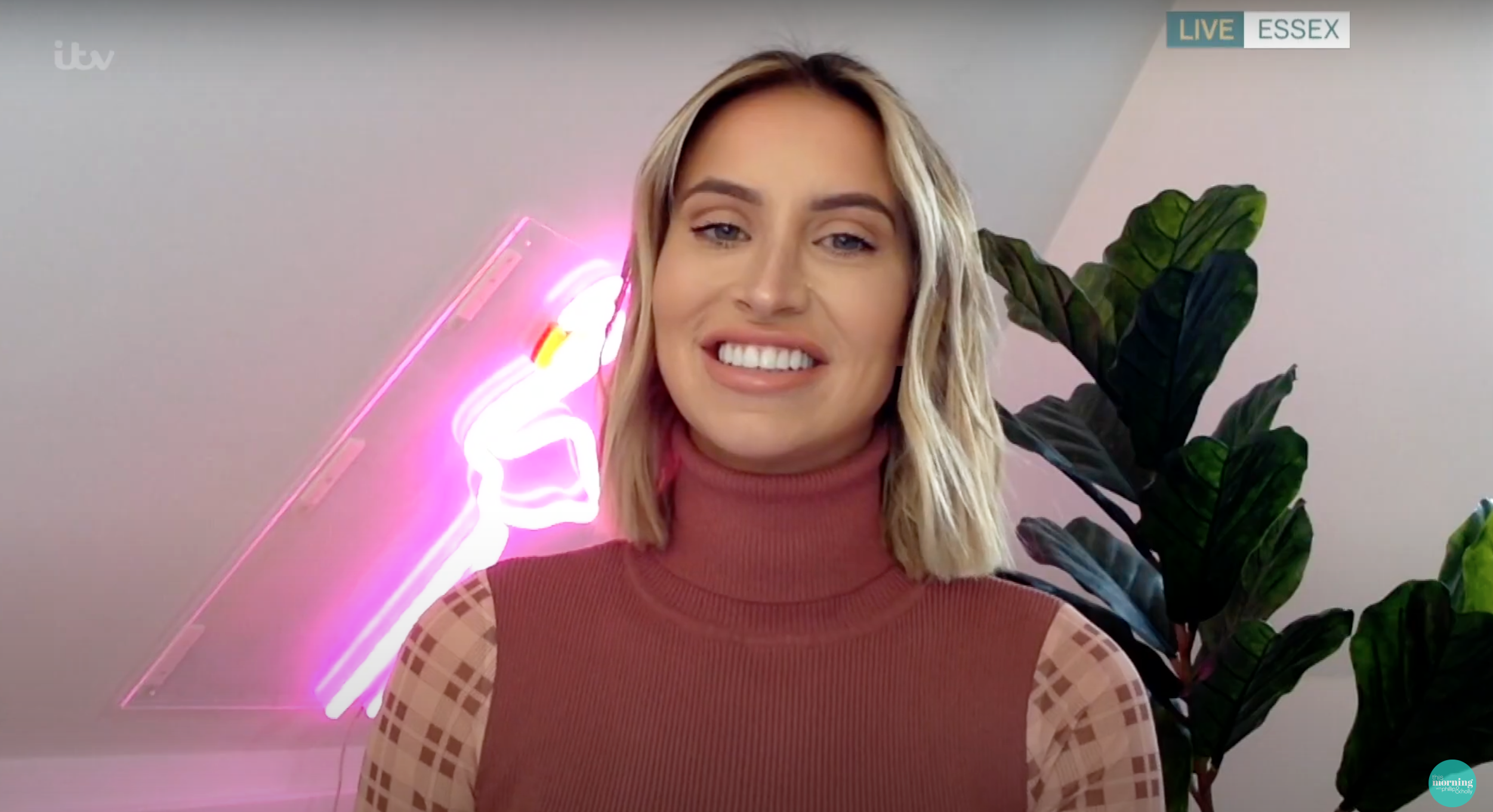 Ferne McCann being interviewed via Zoom