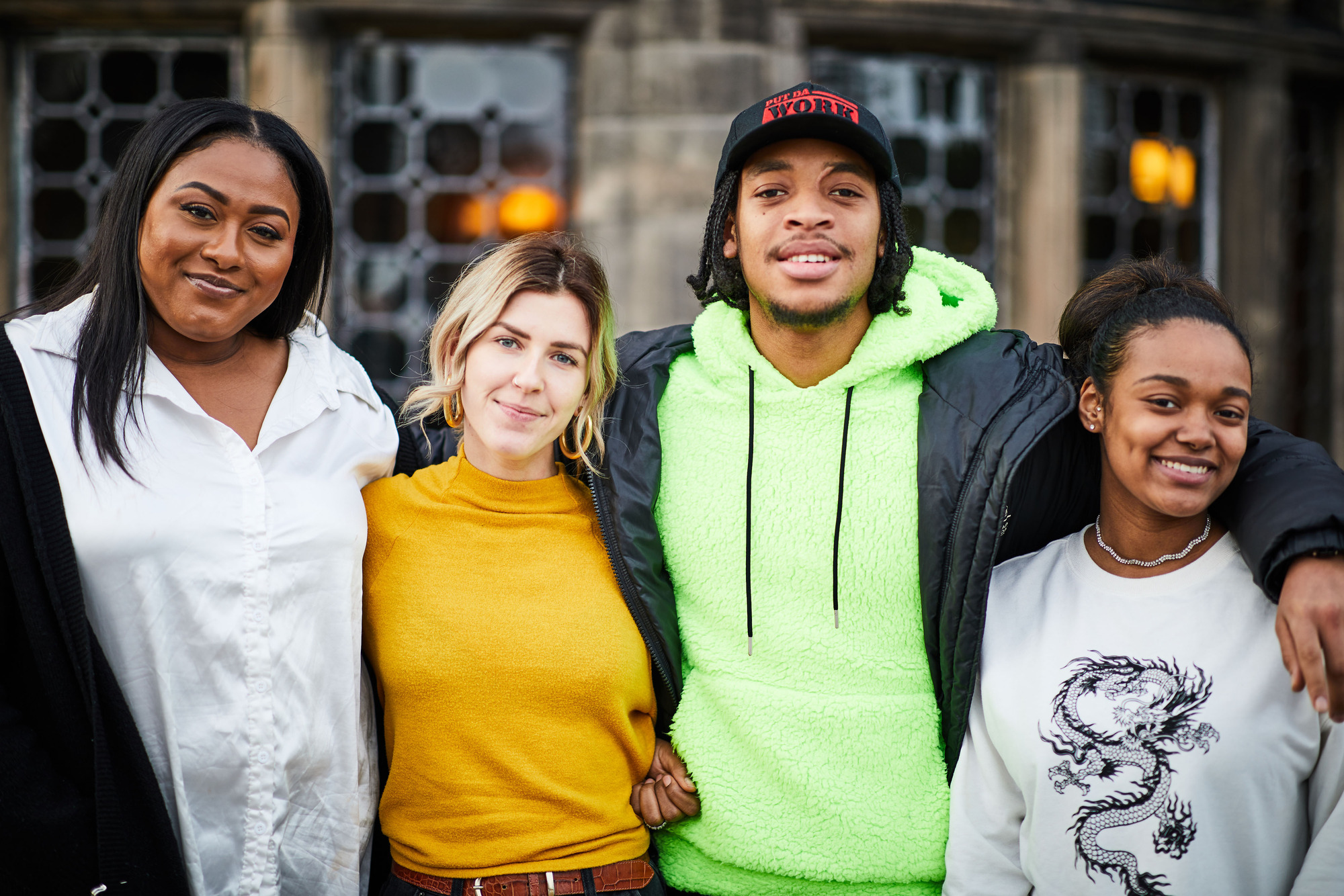 Presenter Ellie Flynn with three of the participants