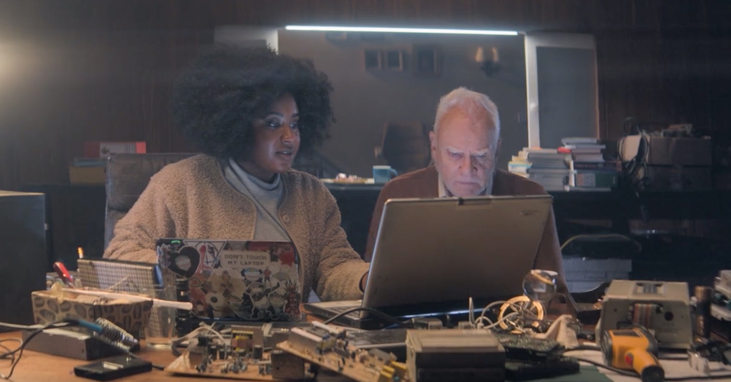 Susan Wokoma as Helen and Malcolm McDowell as Richard