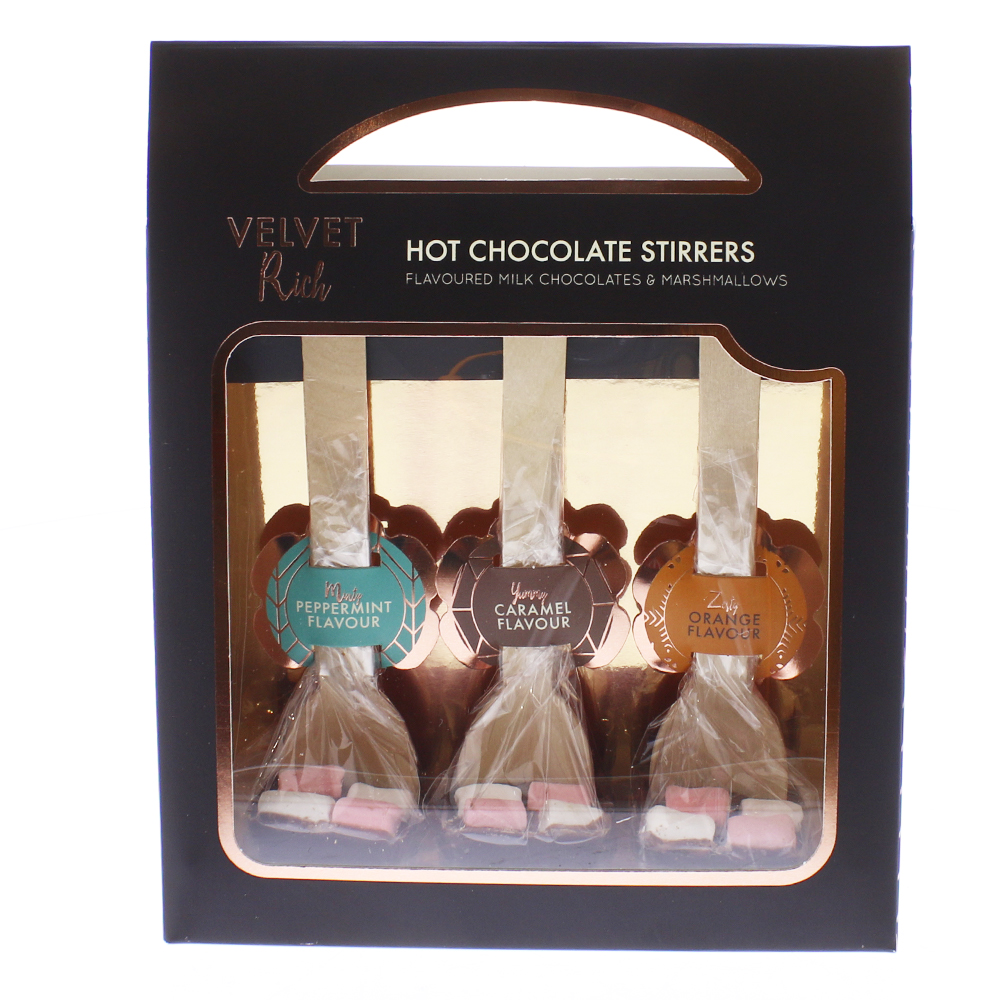 Box of hot chocolate stirrers from Home Bargains