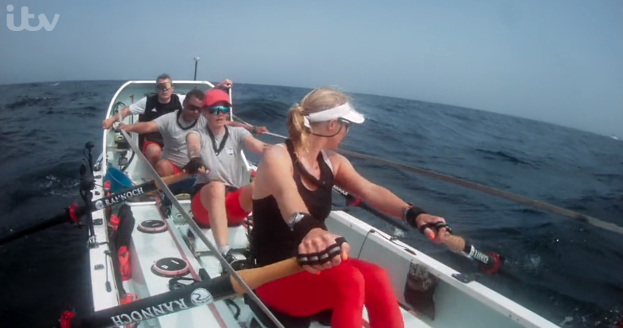 The red team rowing on Don't Rock The Boat