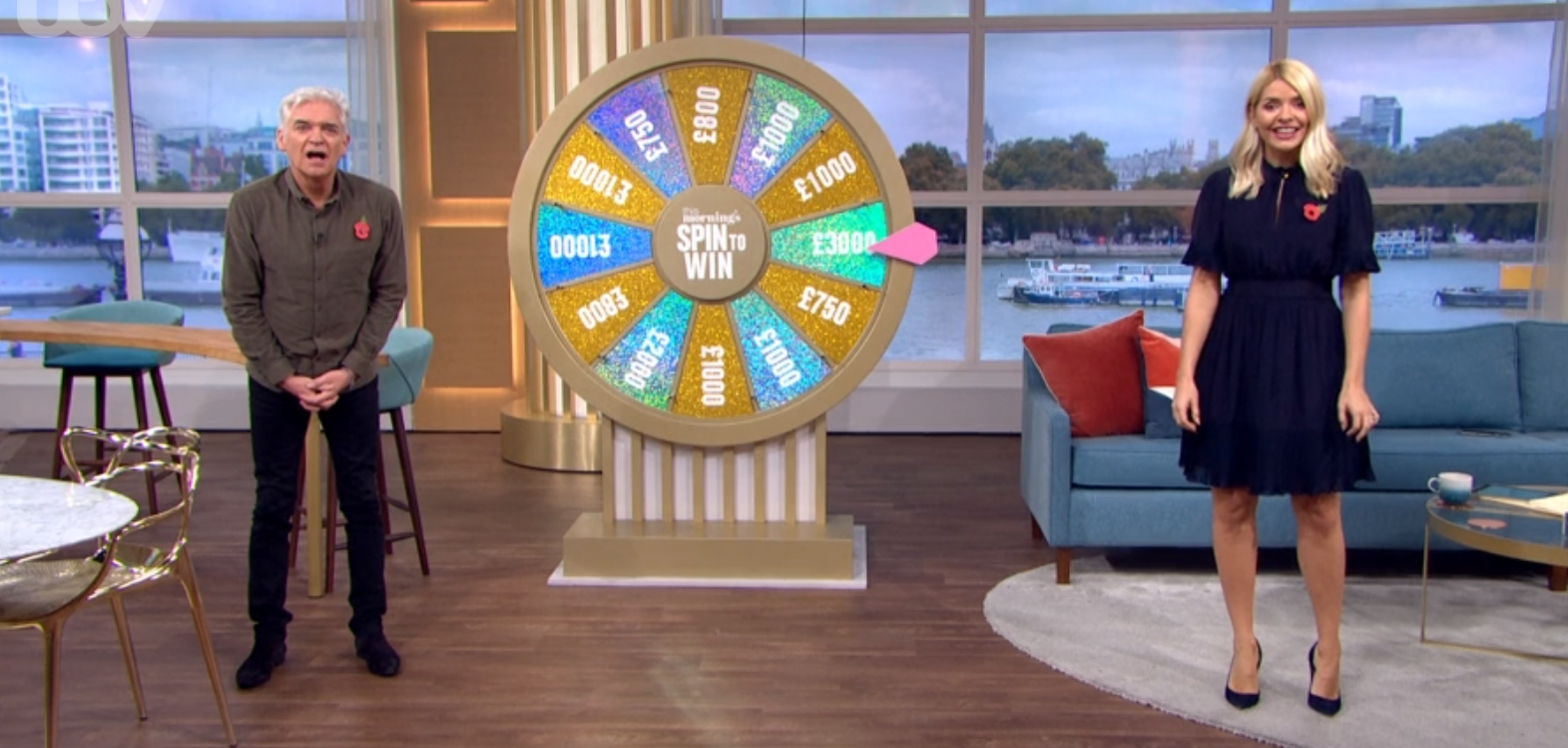 Phillip Schofield and Holly Willoughby during the Spin To Win segment on This Morning