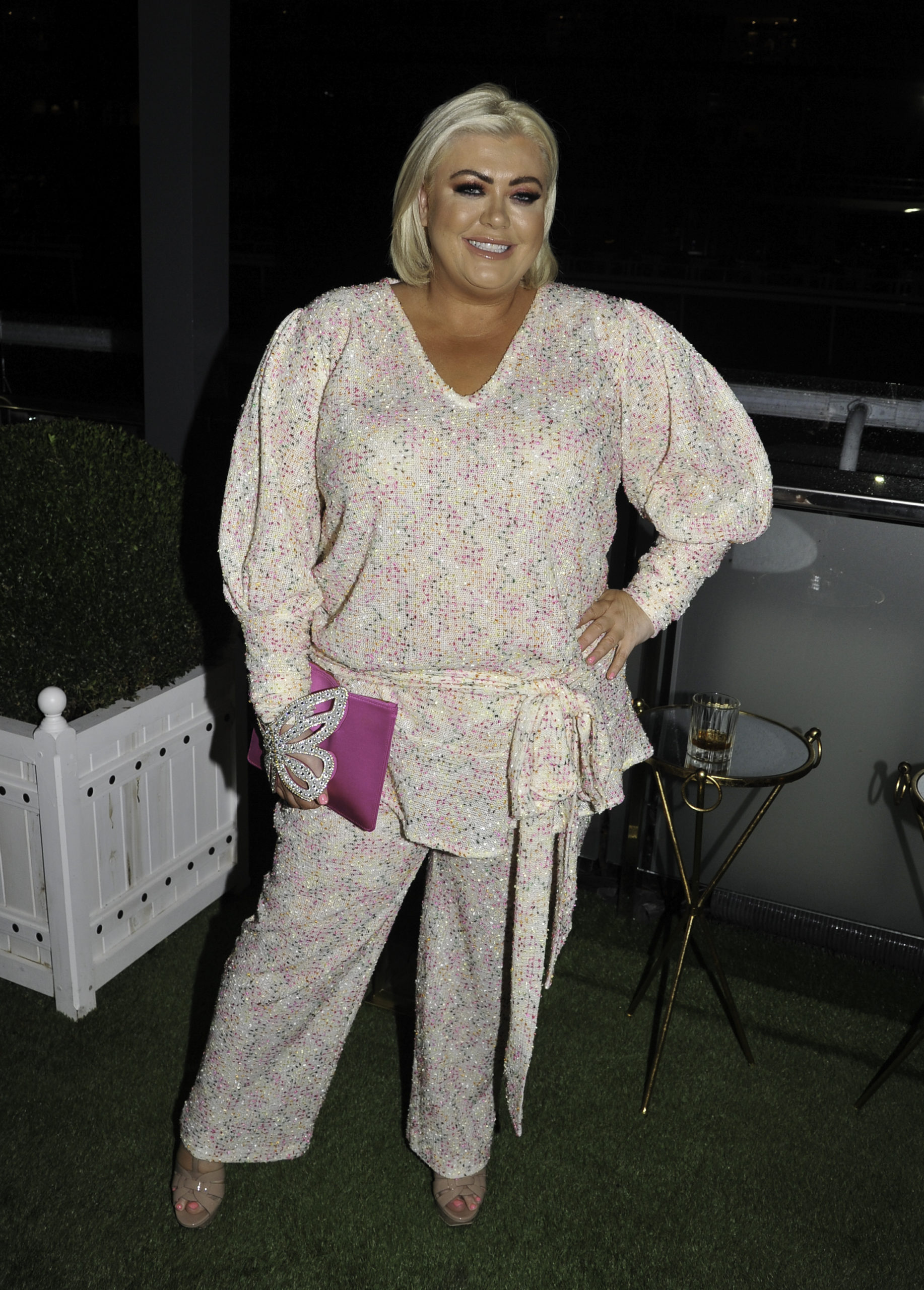Gemma Collins at a party in a while outfit