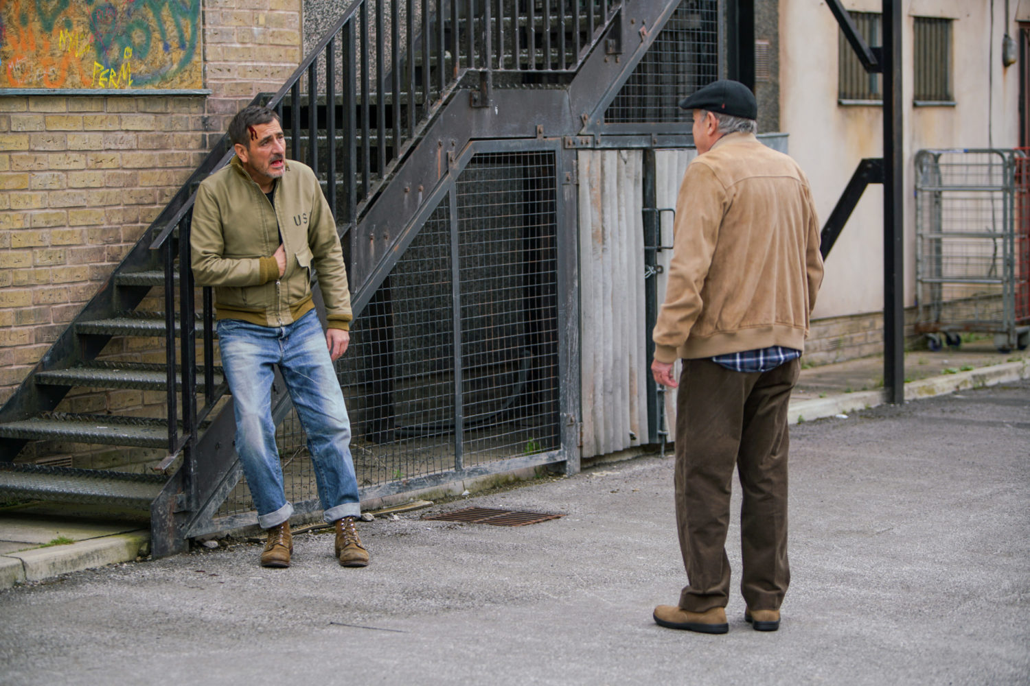 Peter takes a sip of whisky in Coronation Street