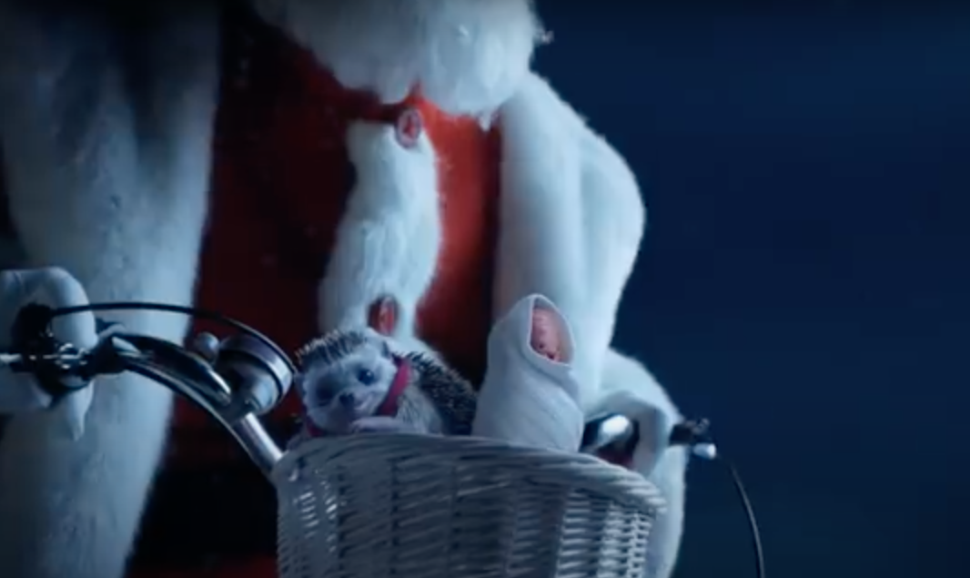 Aldi Christmas advert Kevin the Carrot in bicycle basket