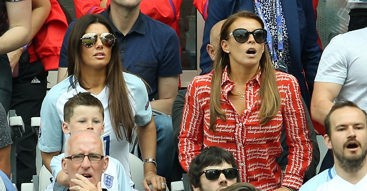 Coleen Rooney and Rebekah Vardy watching football match