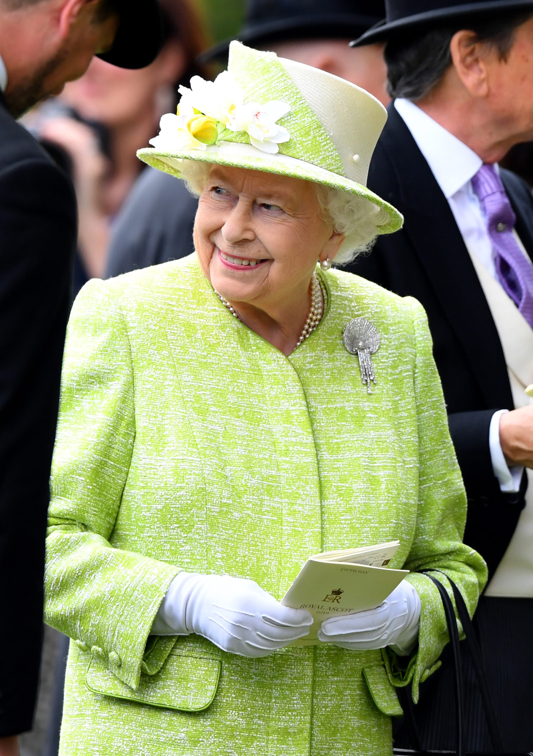 The Queen in green at Royal Ascot