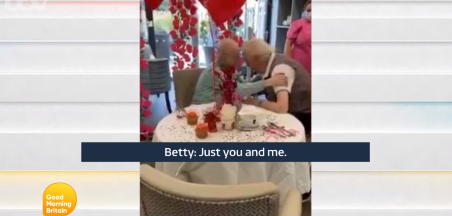 GMB today showed an elderly couple reunite in care home