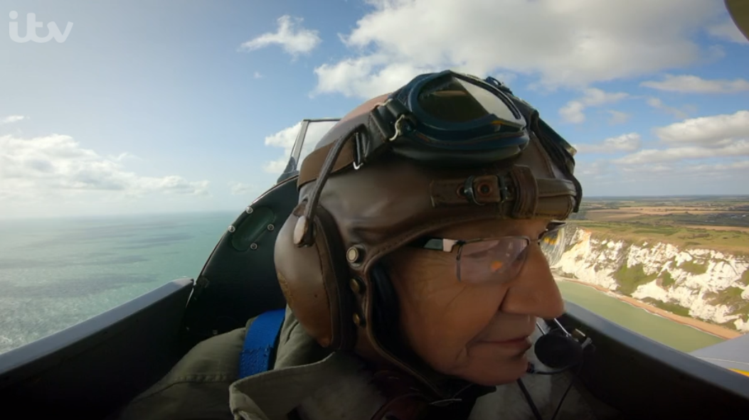 Paul O'Grady flying over Kent's white cliffs
