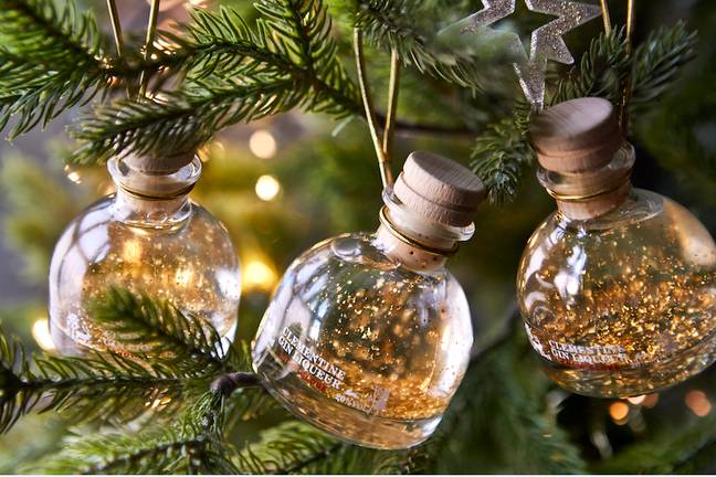 Picture of M&S gin baubles on a tree