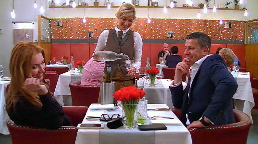 CiCi Coleman serving Emma and Peter on First Dates