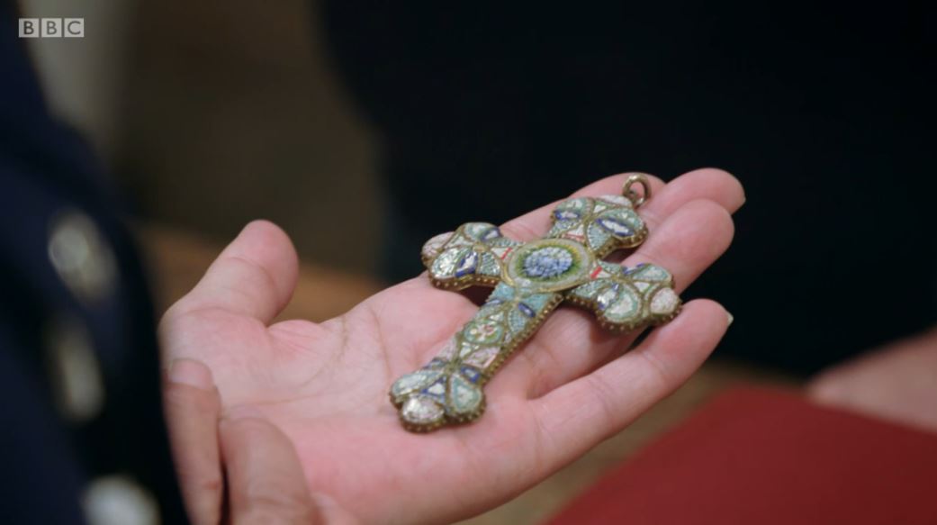 The Repair Shop cross in Margaret's hand
