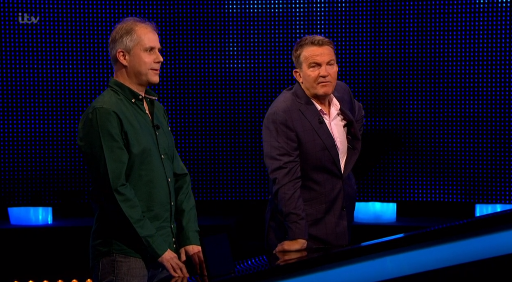 Bradley Walsh with a contestant on The Chase