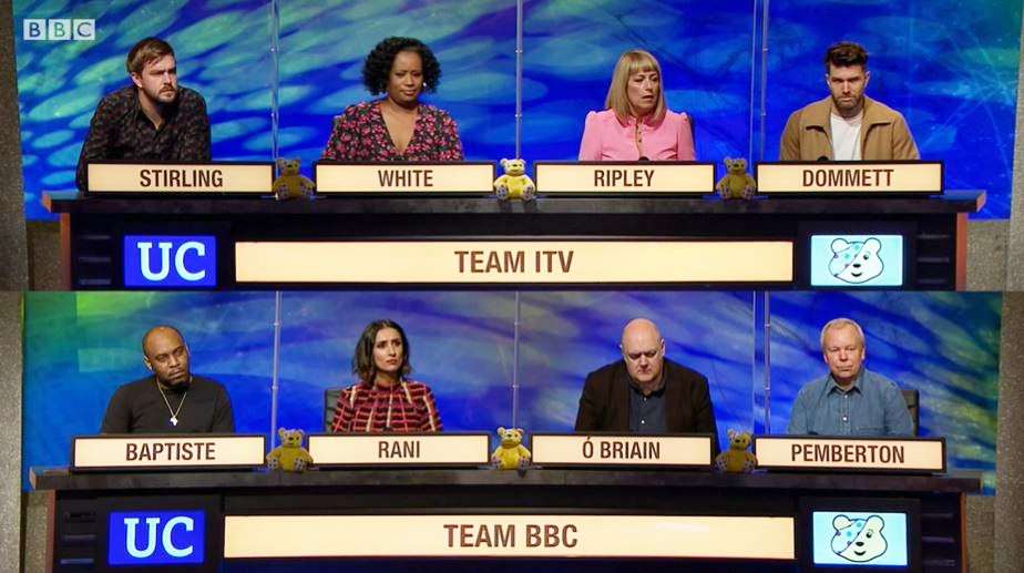 The ITV and BBC teams on University Challenge Children in Need