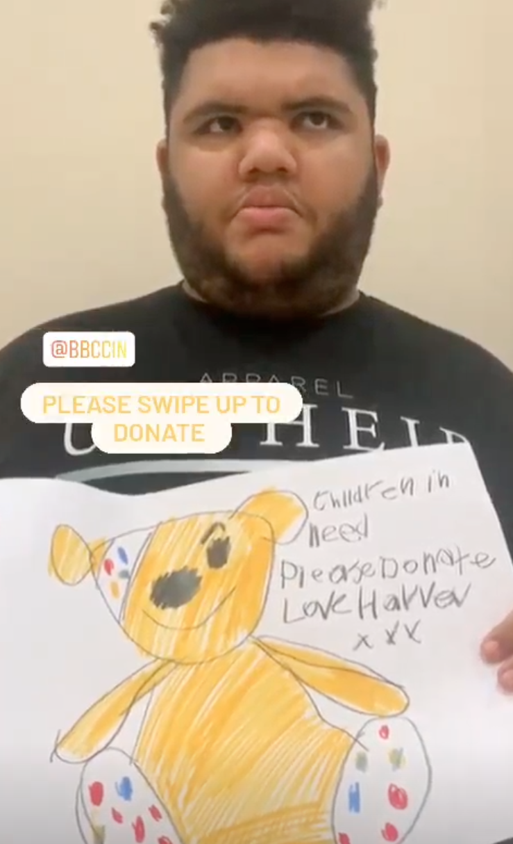 Katie Price shows son Harvey asking people to donate to Children In Need