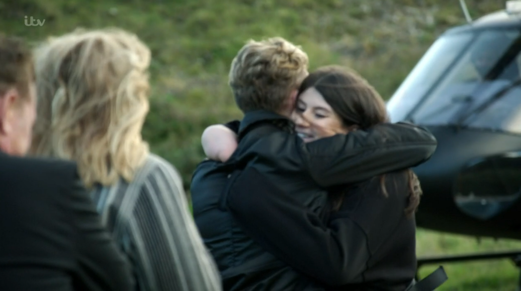 AJ Pritchard and Hollie Arnold hugging