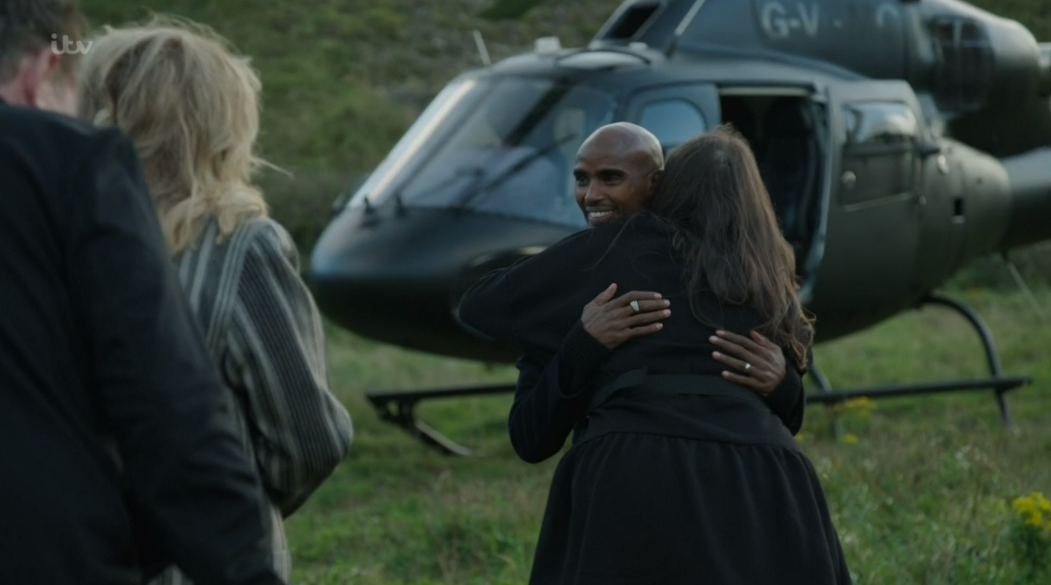 Mo Farah hugging Hollie Arnold on I'm A Celebrity