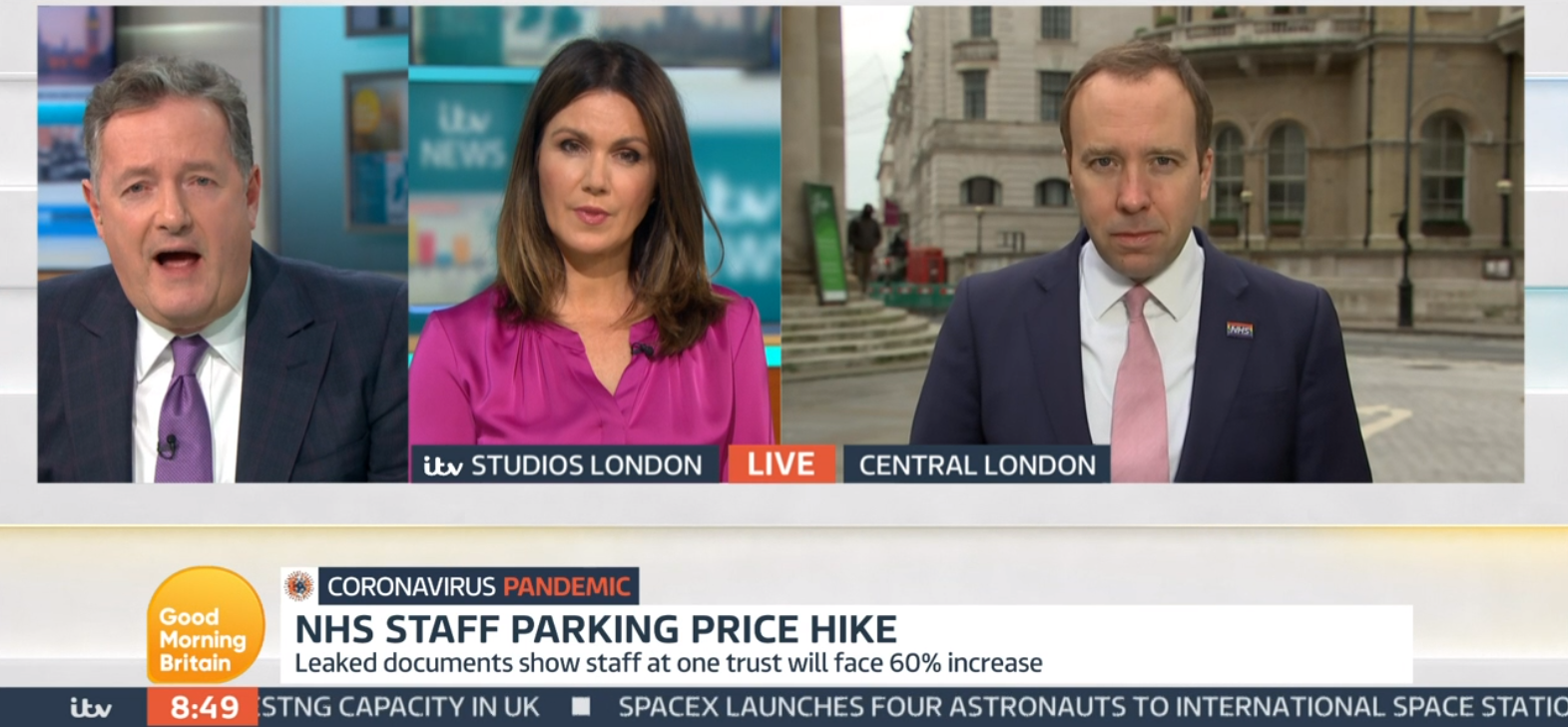 Matt Hancock appears on GMB with Piers morgan and Susanna Reid