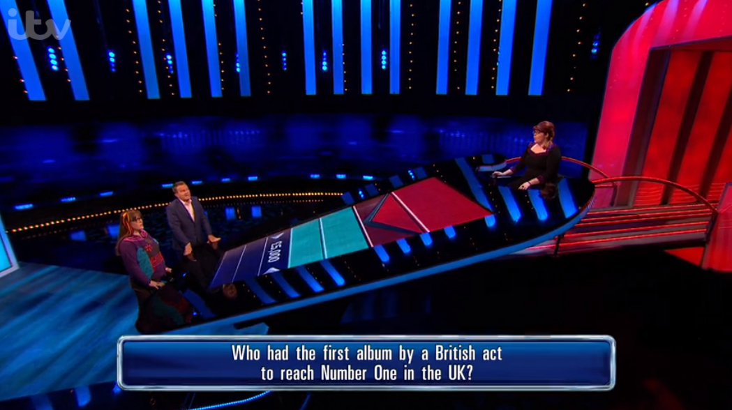 Bradley Walsh, contestant Elizabeth and Jenny Ryan on The Chase