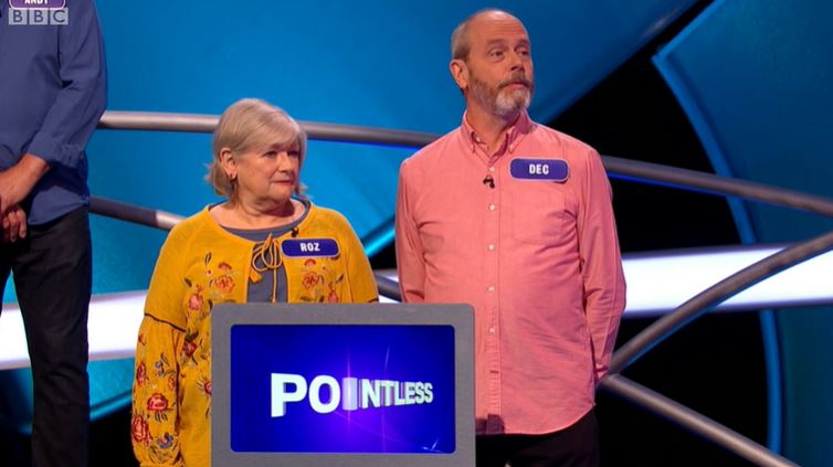 Pointless contestant Roz, who viewers said looks like Ann Widdecombe, and Dec 