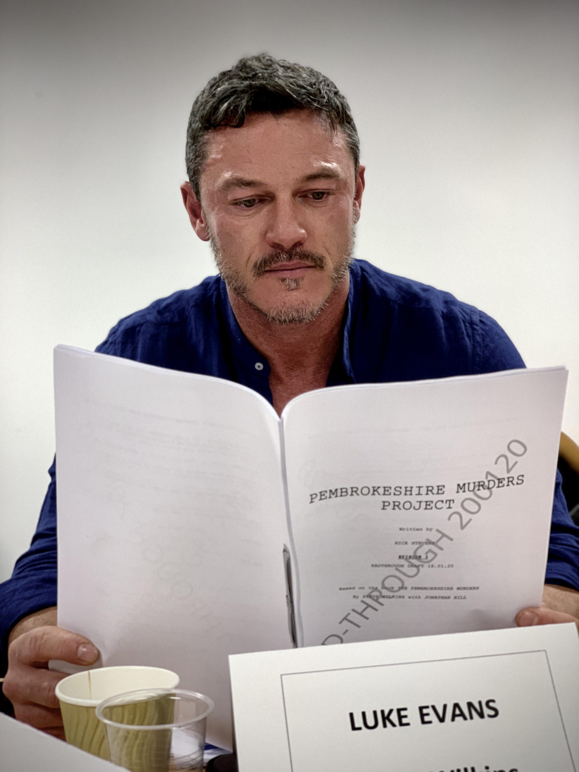Luke Evans reading through script of Pembrokeshire Murders