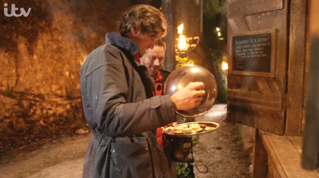 Vernon Kay and Russell Watson winning Jammy Dodgers on I'm A Celebrity