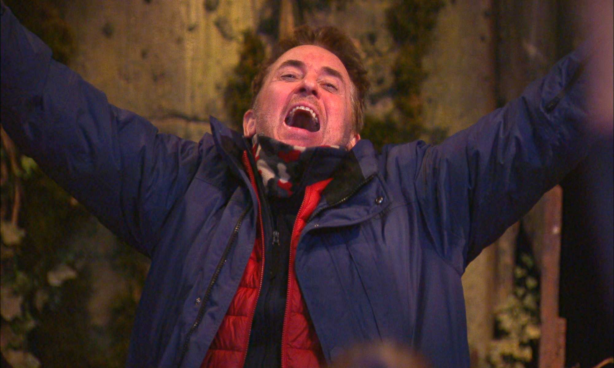 Shane looking happy on I'm a celeb