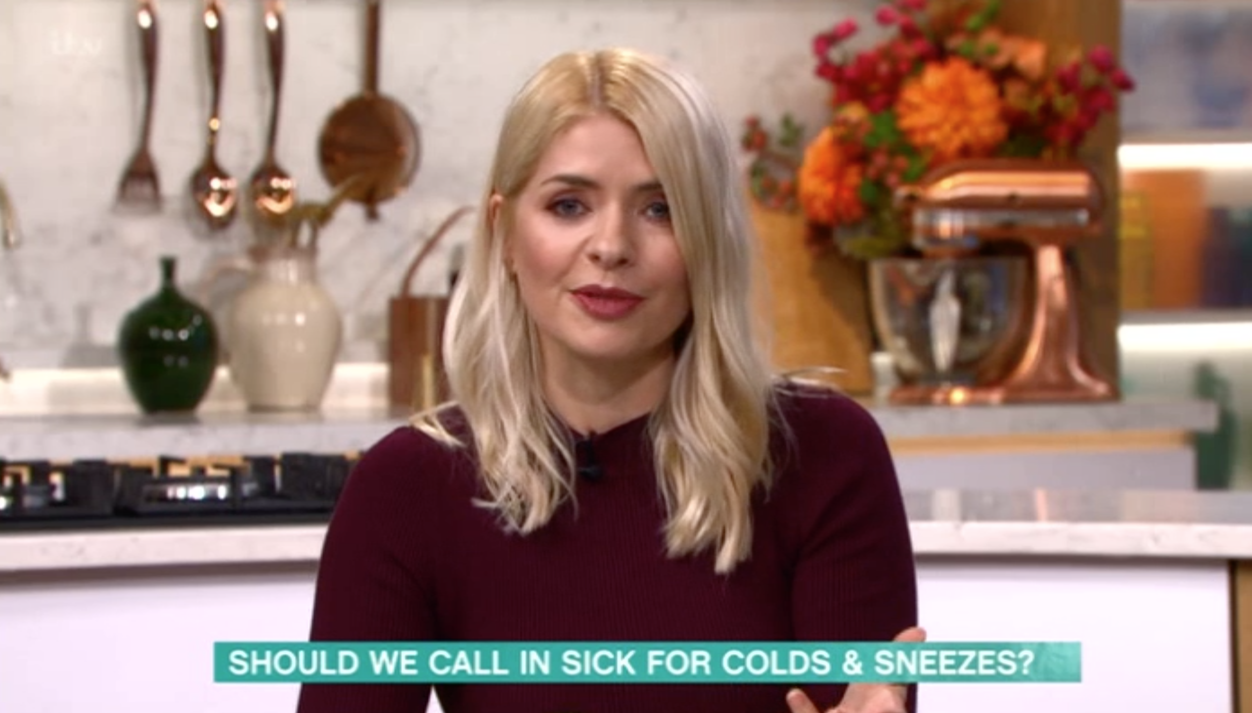 holly Willoughby presenting this morning
