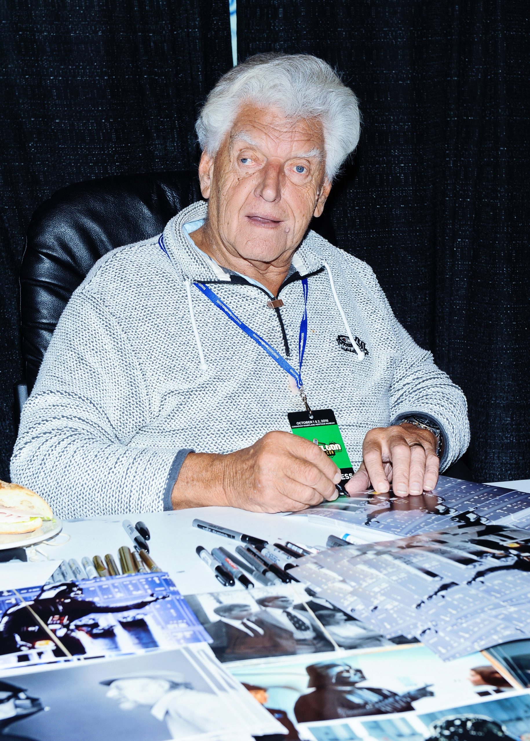 David Prowse signing autographs at a fan event